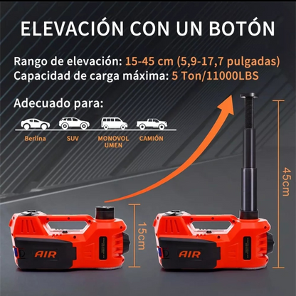 Gato Hidráulico Eléctrico 5 TON - Elevación Rápida y Bomba de Aire 150 PSI