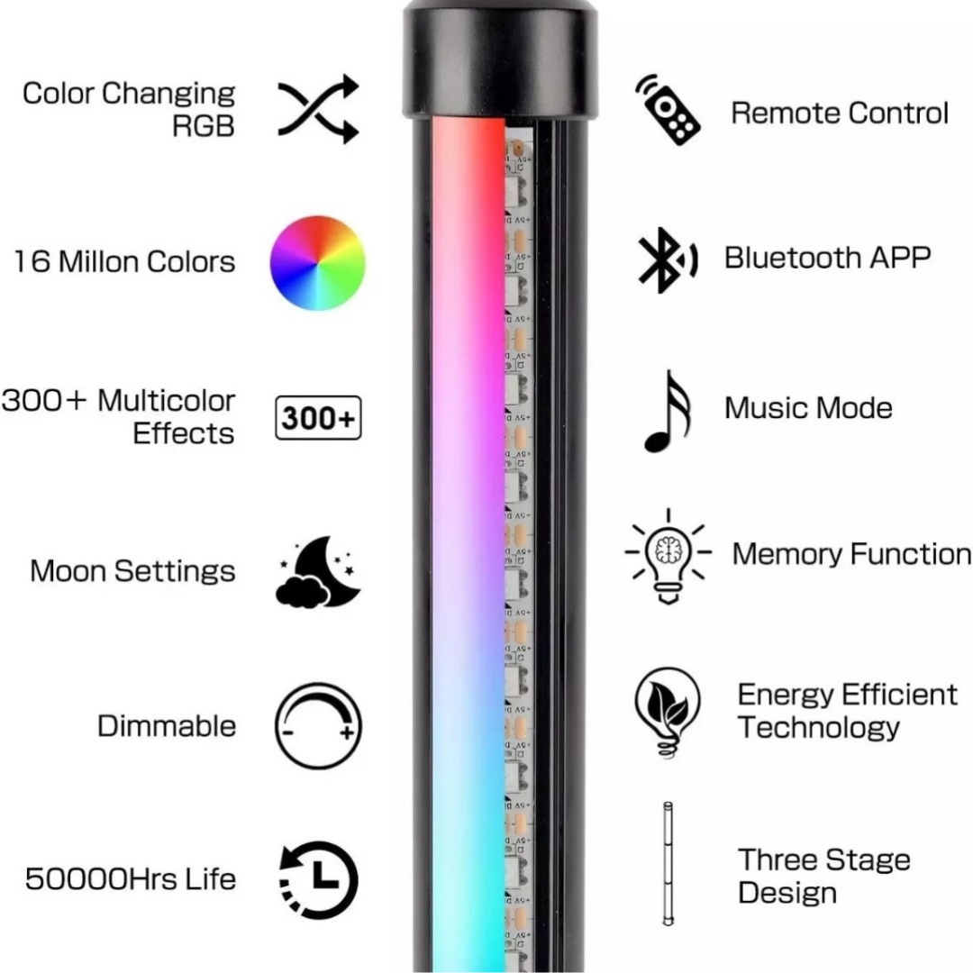 Lámpara LED RGB de Pie Minimalista con Control APP y Modos Personalizables - Metacompras