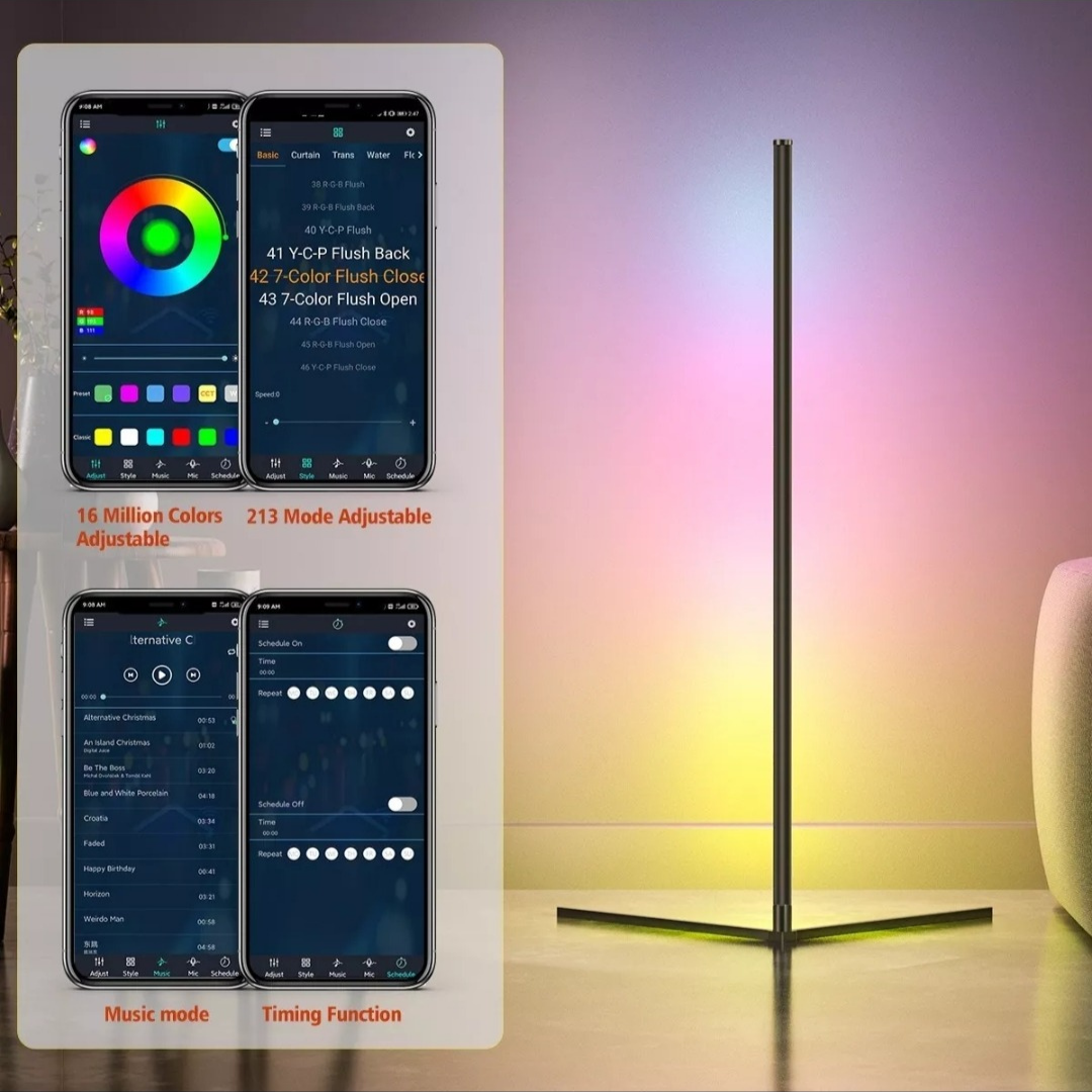 Lámpara LED RGB de Pie Minimalista con Control APP y Modos Personalizables - Metacompras
