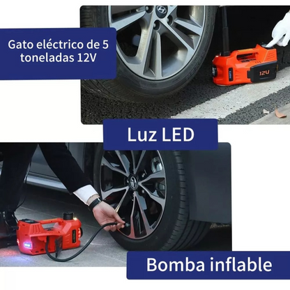Gato Hidráulico Eléctrico 5 TON - Elevación Rápida y Bomba de Aire 150 PSI