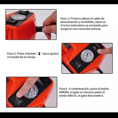 Gato Hidráulico Eléctrico 5 TON - Elevación Rápida y Bomba de Aire 150 PSI