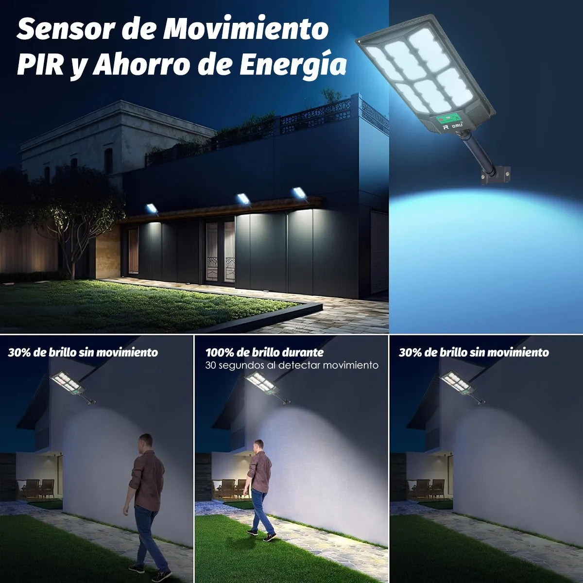 Lámpara Solar LED Exterior para Jardín, Luminaria 1200W Eficiente