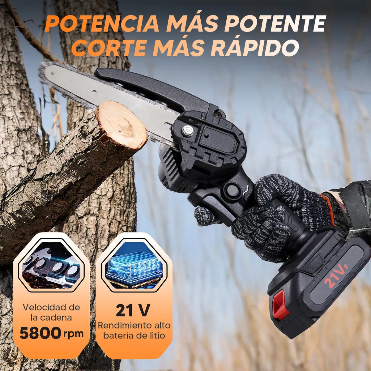 Motosierra Inalámbrica Portátil 700W con Luz LED y Batería de Larga Duración - Metacompras