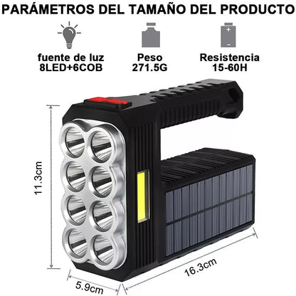 Lampara Táctica 15000 Lm 8led Recargable Solar Usb - Metacompras