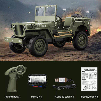 Coche Control Remoto Jjrc Jeep Willys MB1941 - Detalles Realistas y Luces LED - Metacompras