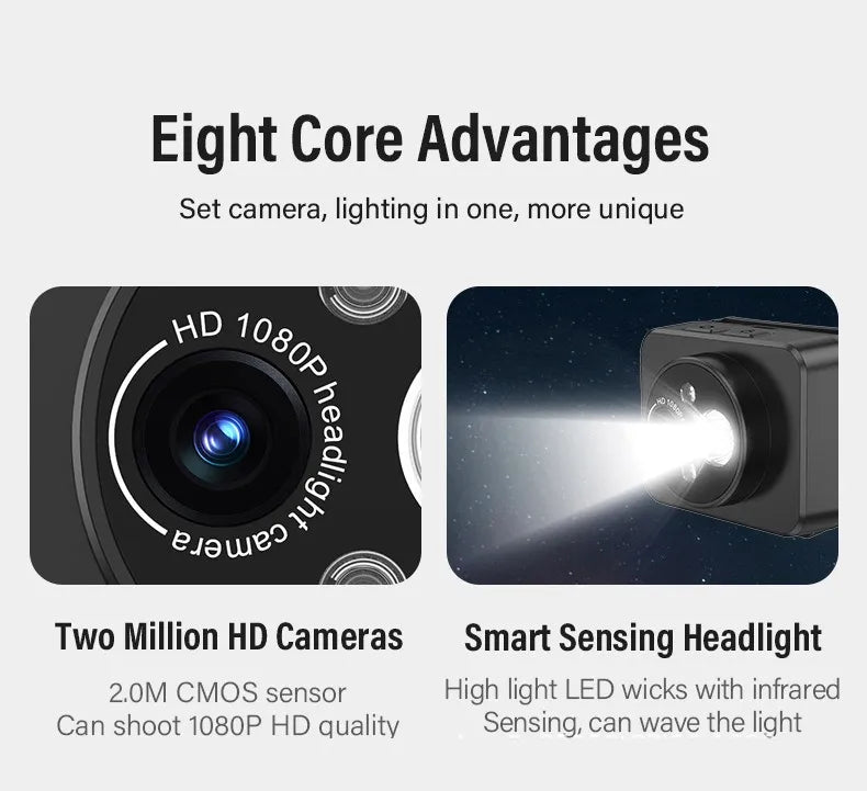 Cámara de Acción HD 1080p con Lámpara LED - Grabación Versátil