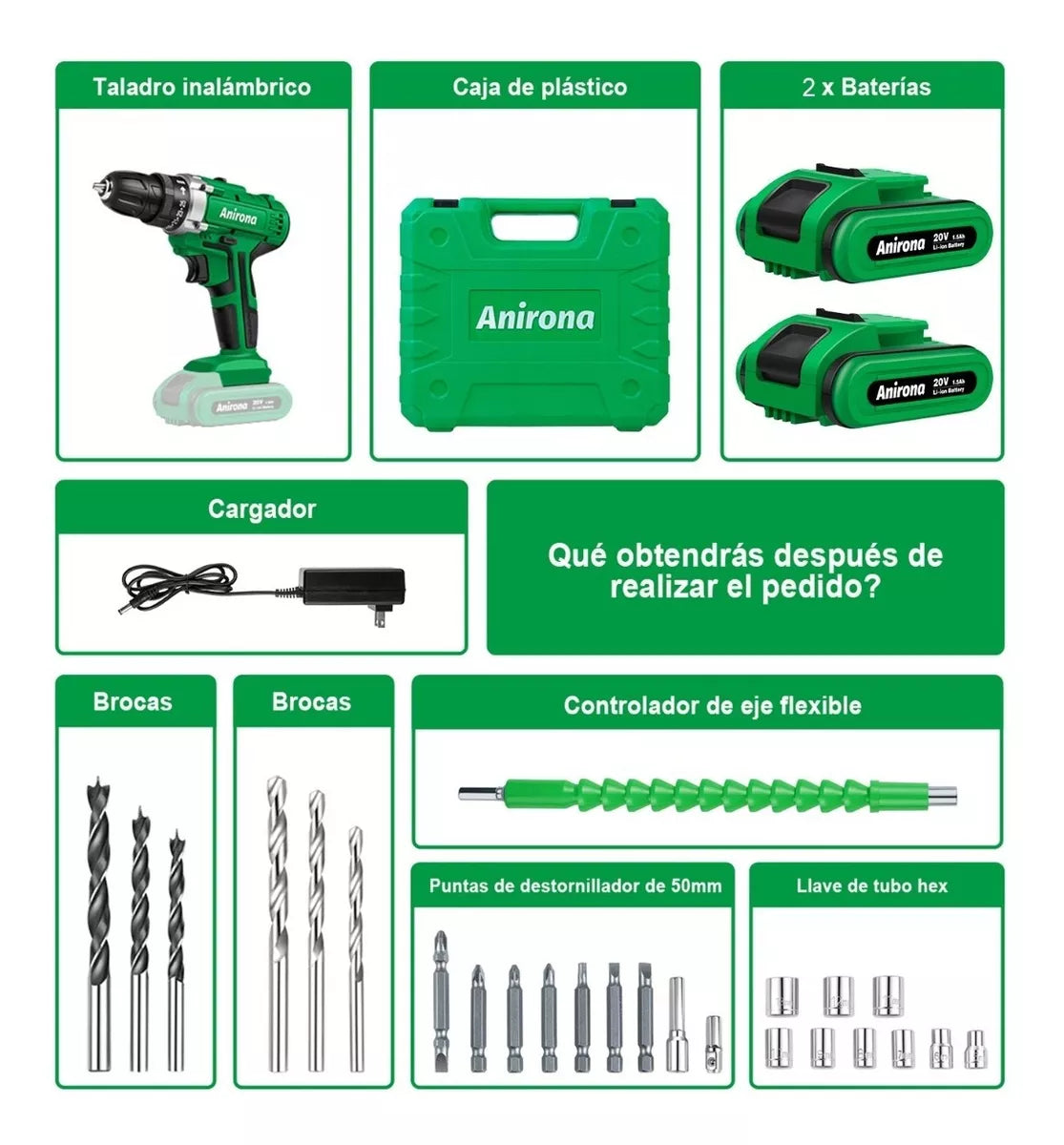 Taladro Atornillador Inalámbrico Anirona Con 2 Baterías aa2015-30-2 - Metacompras