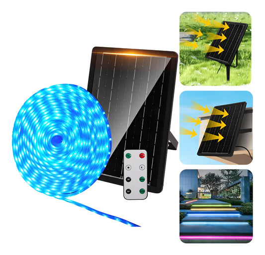 Tiras LED Solares 100W 10m RGB Impermeables y Recortables para Exterior