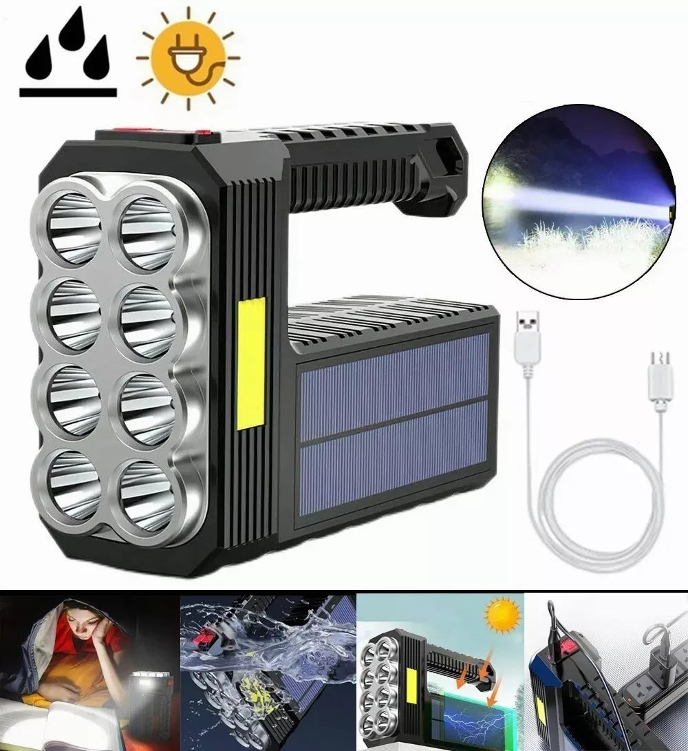 15000 Lumens Solar Rechargeable LED Tactical Flashlight - Durable and Portable
