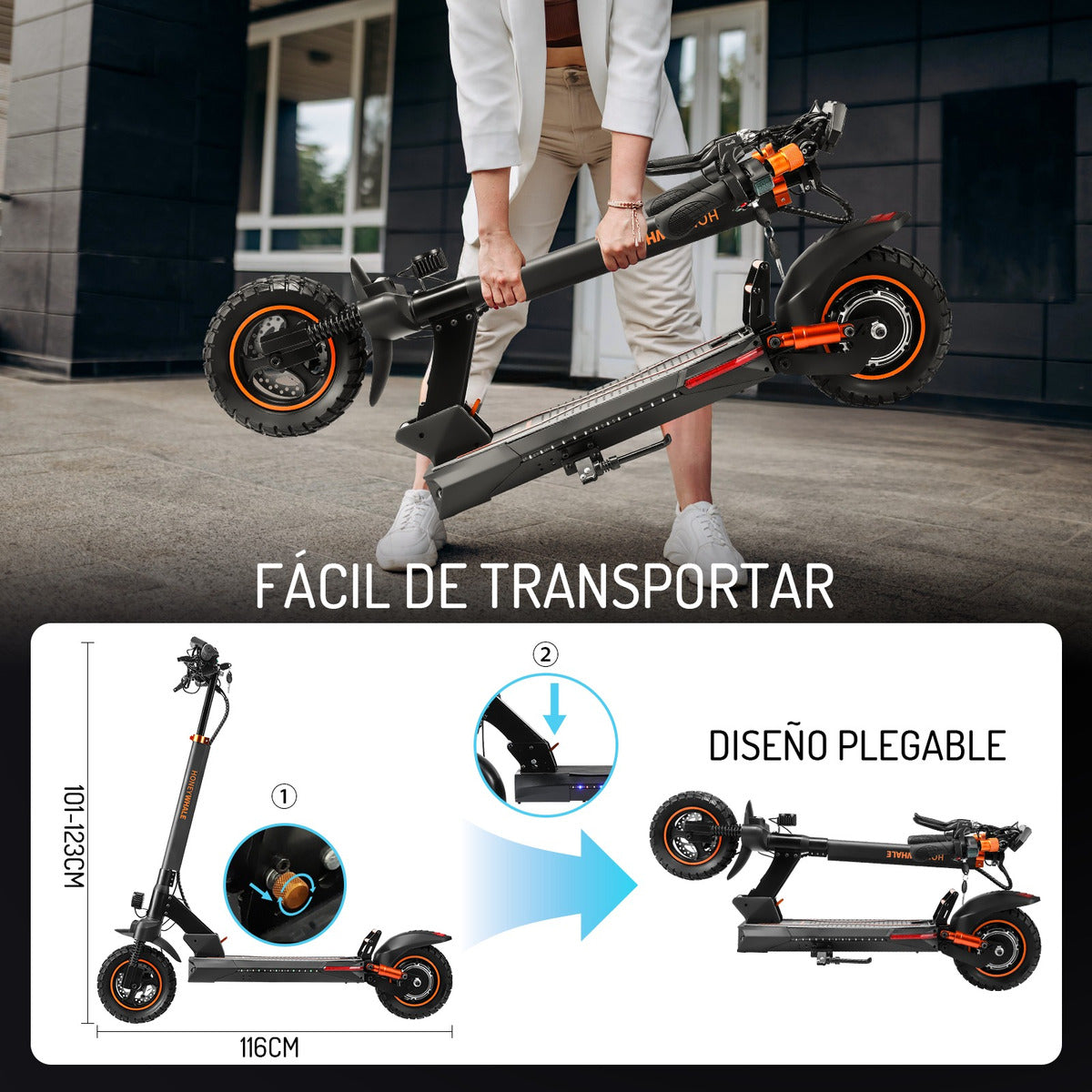 Scooter Eléctrico Plegable M4 600W con Autonomía de 30 km y Velocidad de 45 km/h - Metacompras