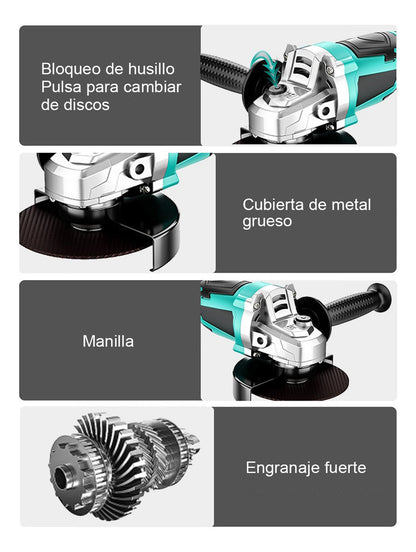 Esmeriladora Angular Inalámbrica 1100W con 2 Baterías y Accesorios Incluidos - Metacompras