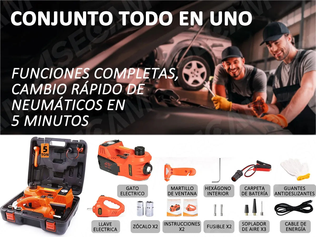 Gato Hidráulico Eléctrico 12v 5 Ton Kit Completo para Automóviles