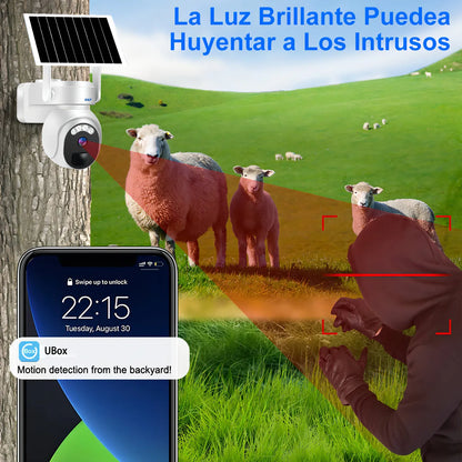 Cámara de Seguridad Solar Exteriores 4G con Sim, Color Blanco