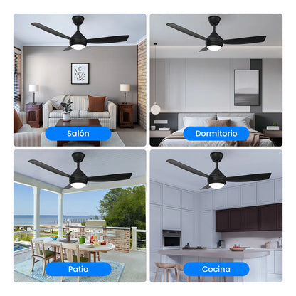 Ventilador de Techo Silencioso con Luz LED y Mando a Distancia 106cm