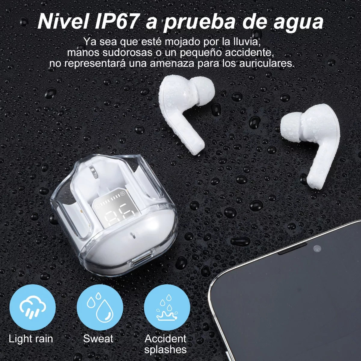 Auricular Audífonos Inalámbricos Bluetooth De Transparente