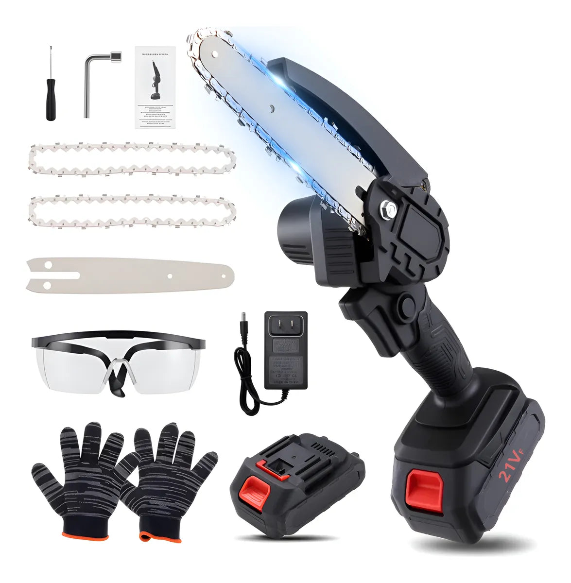 Motosierra Inalámbrica Portátil 700W con Luz LED y Batería de Larga Duración - Metacompras