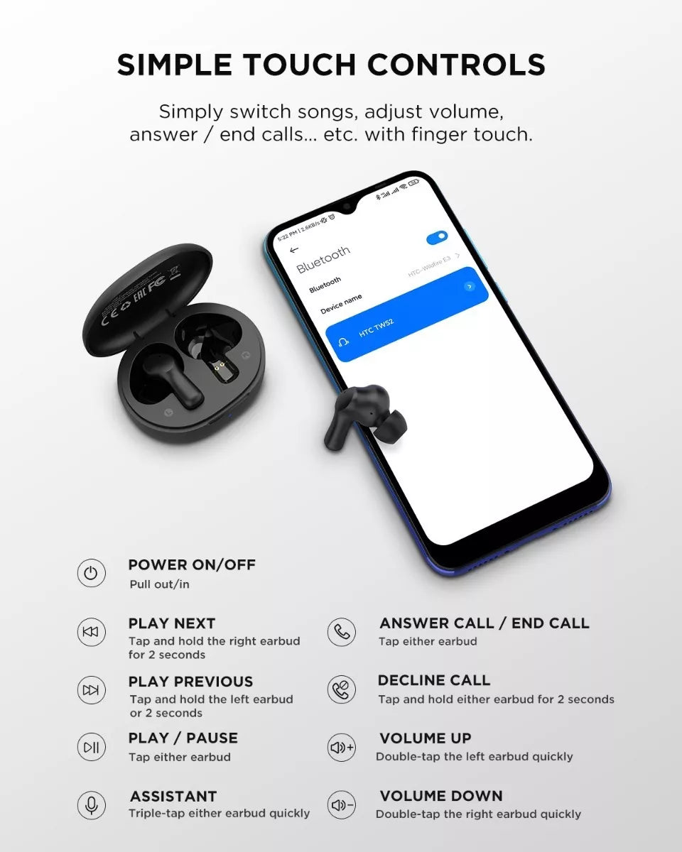Audífono Bluetooth Inalámbricos Htc Tws2 Bt5.1 - Metacompras