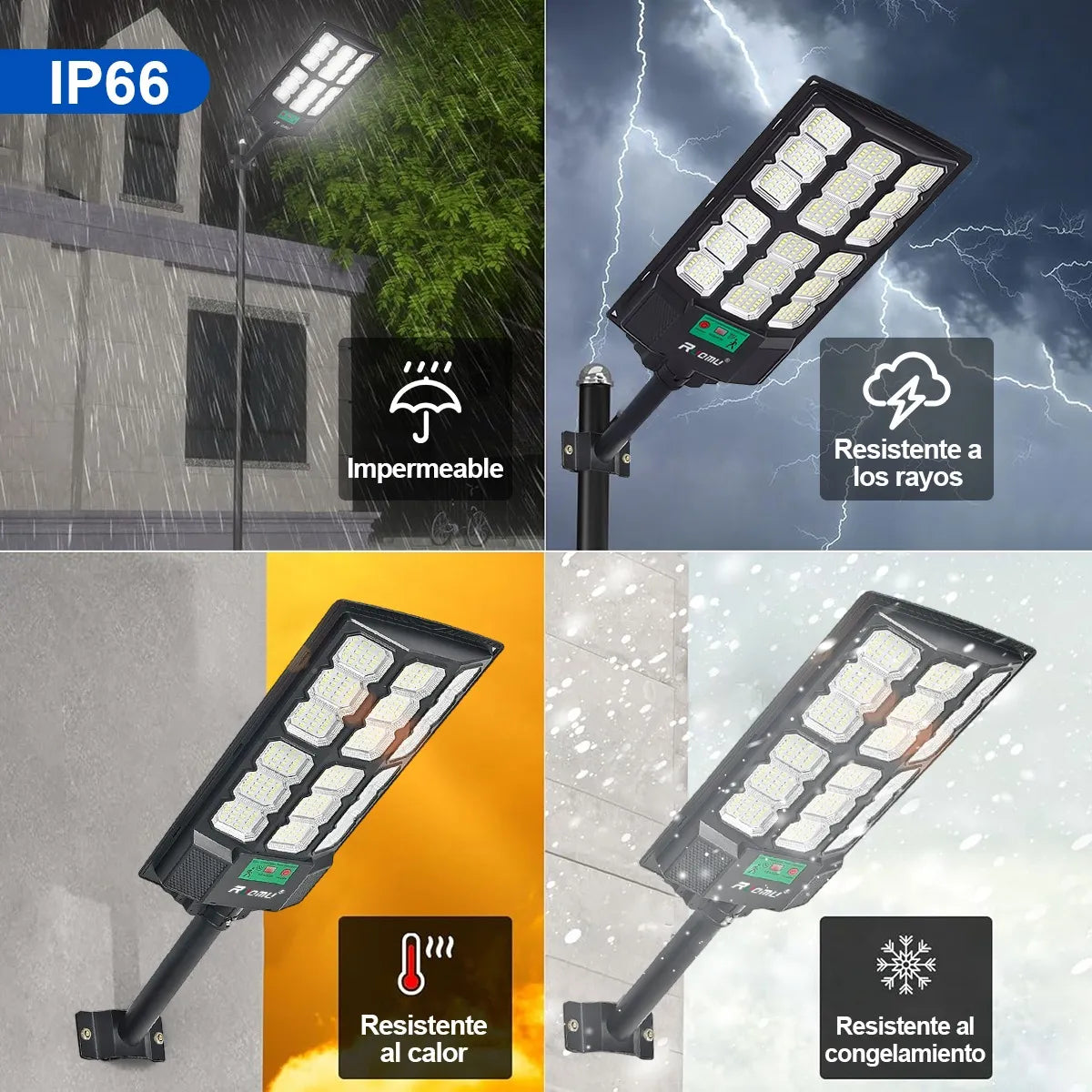 Lámpara Solar LED Exterior para Jardín, Luminaria 1200W Eficiente