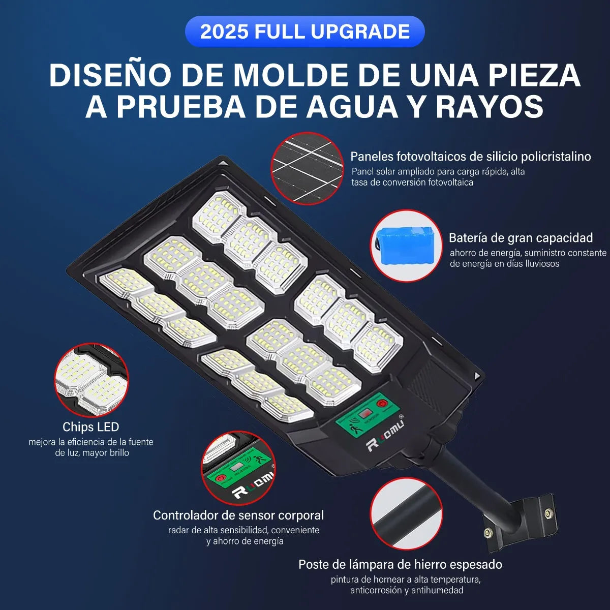 Lámpara Solar LED Exterior para Jardín, Luminaria 1200W Eficiente