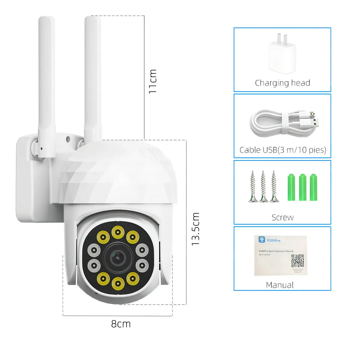 Camara WiFi V380 Pro - Visión 360° con Detección de Movimiento, Resistente al Agua - Metacompras