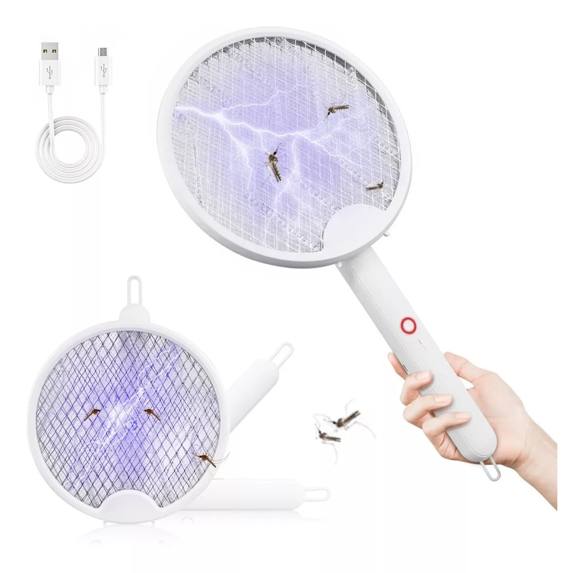 Matamosquitos Eléctrico Recargable USB con Lámpara Plegable y Protección Avanzada