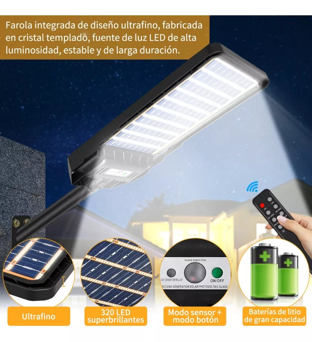 Súper Lámpara Solar 500W Con Panel Solar (Código 810-Inlec-210