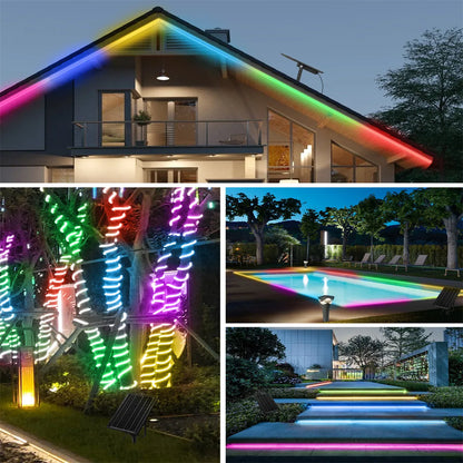 Tiras LED Solares 100W 10m RGB Impermeables y Recortables para Exterior