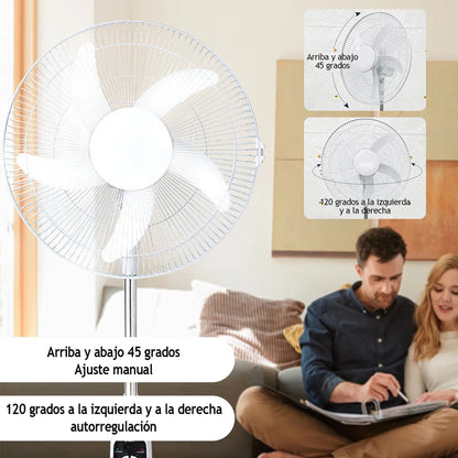 Ventilador Solar Recargable de 18 Pulgadas con Luz LED y Control Remoto