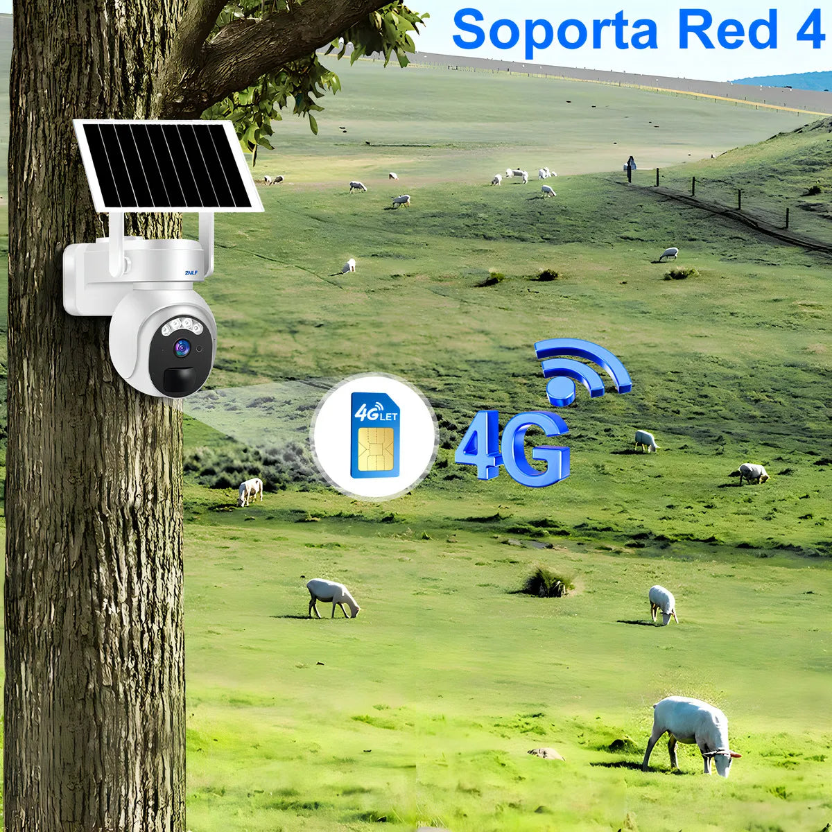 Cámara de Seguridad Solar Exteriores 4G con Sim, Color Blanco