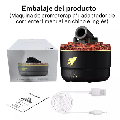 Humidificador Torreta con Efecto Volcánico y Luz LED de Aromaterapia