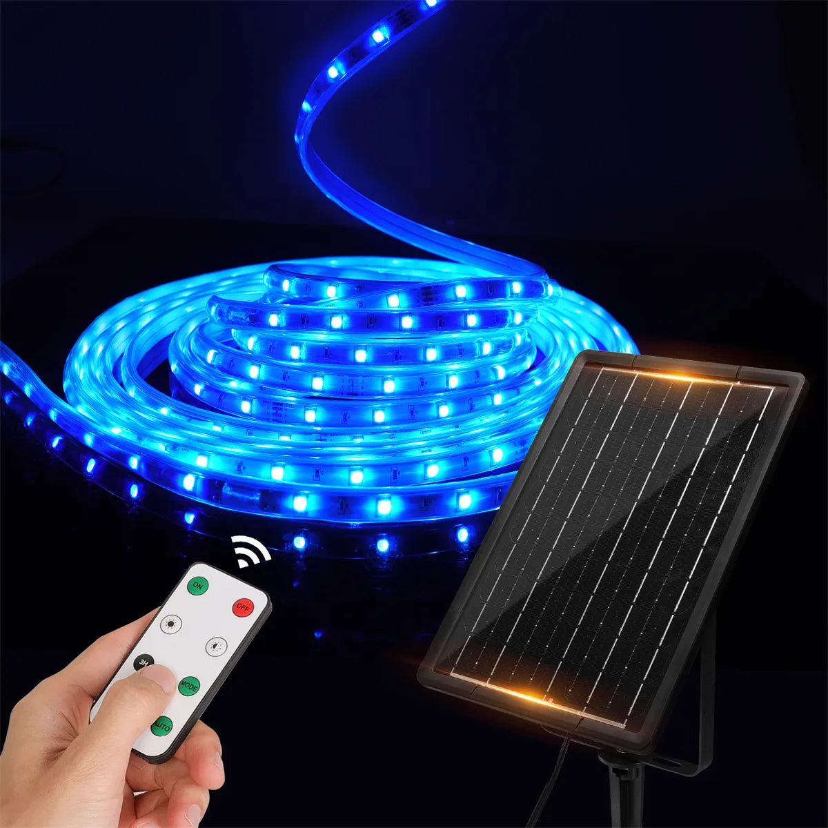 Tiras LED Solares 100W 10m RGB Impermeables y Recortables para Exterior