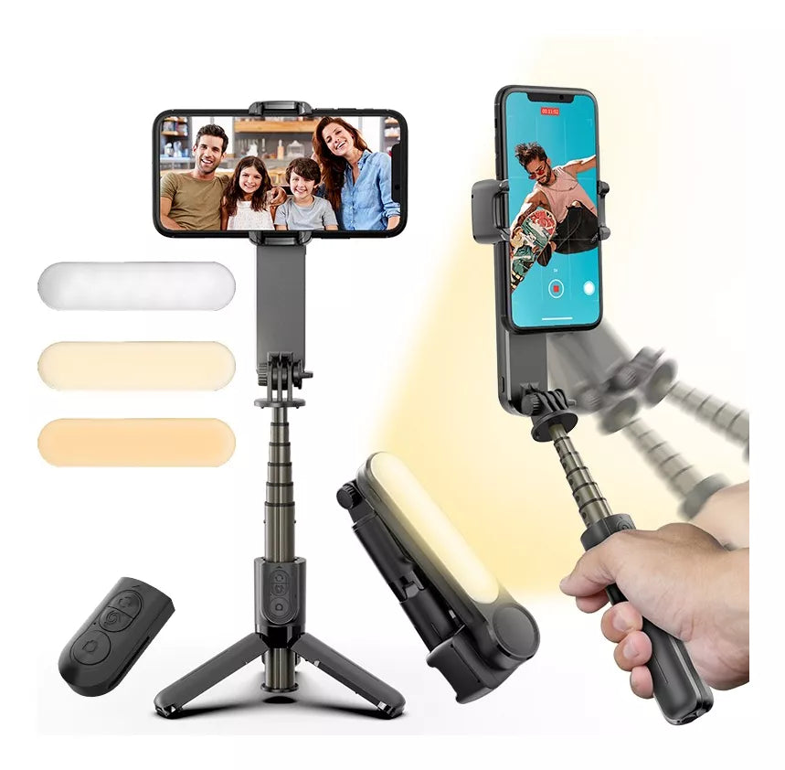 Gimbal Estabilizador con Luz LED y Control Remoto para Celular - Captura Perfecta