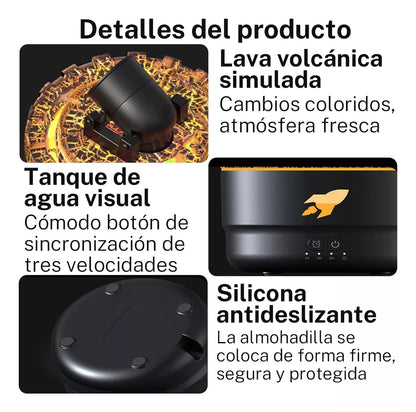 Humidificador Torreta con Efecto Volcánico y Luz LED de Aromaterapia