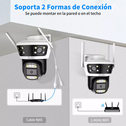 Cámara de Seguridad 360° con Triple Lente y Detección AI - Vigilancia Avanzada