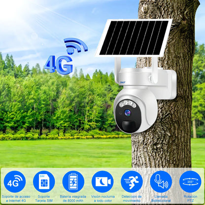 Cámara de Seguridad Solar Exteriores 4G con Sim, Color Blanco