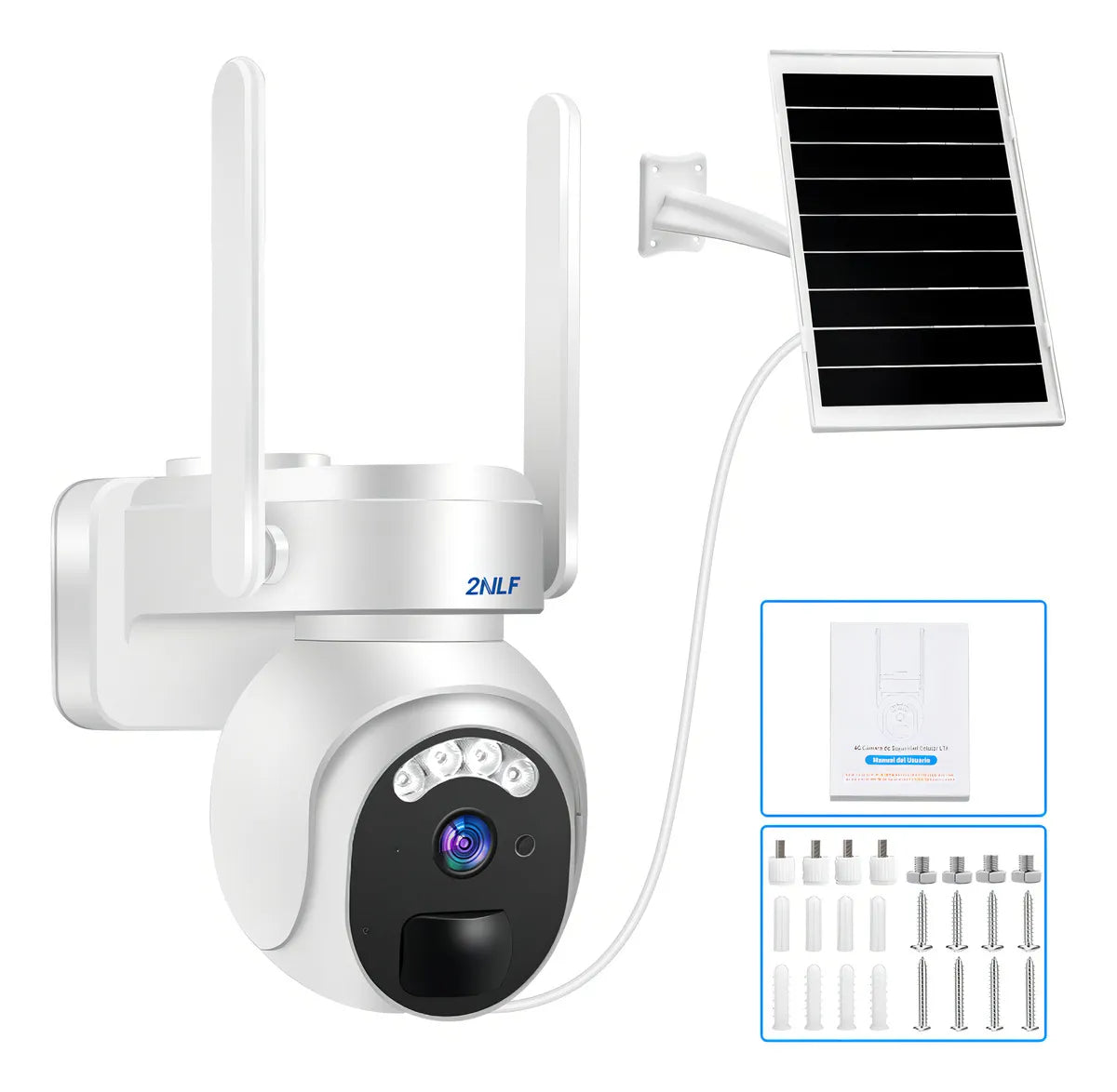 Cámara de Seguridad Solar Exteriores 4G con Sim, Color Blanco