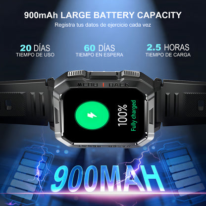 Reloj Inteligente Smartwatch Militar W60 con Linterna LED y Monitor de Salud IP68