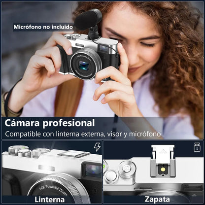Cámara Digital Compacta 4K 48MP con Autofocus y Función Webcam