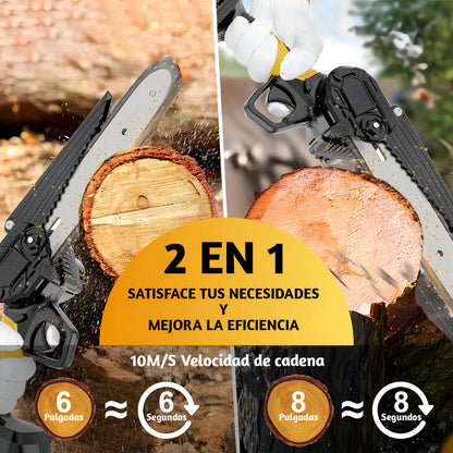 Mini Motosierra Eléctrica 2 baterías 2 espadas 6/8 " - Metacompras