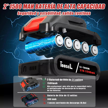 Motosierra Eléctrica Inalámbrica 8'' - Ligera y Potente con Batería de Larga Duración