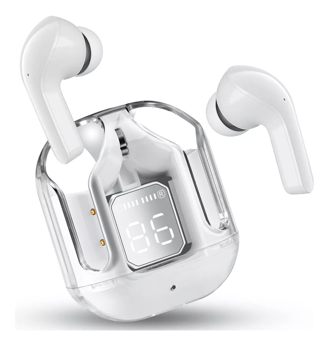 Audífonos Inalámbricos Bluetooth 5.3 Transparentes con Micrófono y Carga Rápida