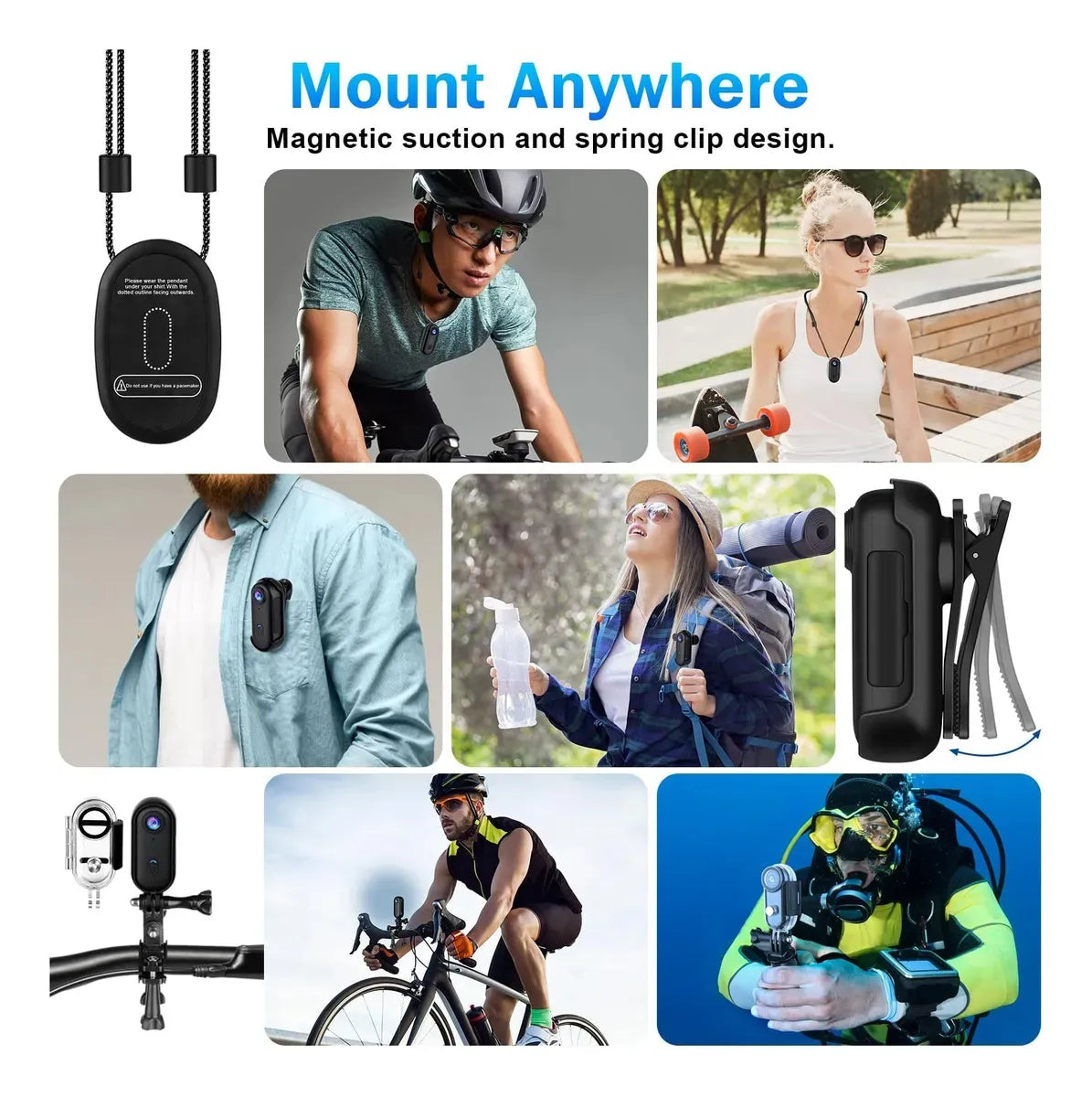 Cámara de Acción 4K Body Cam con Clip de Resorte para Aventuras