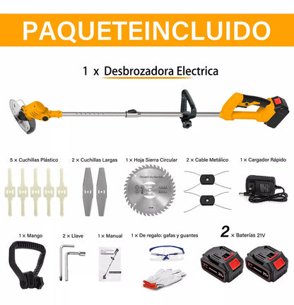 Desbrozadora Eléctrica Inalámbrica IRONHOOF 21V - Potente y Ligera para Jardín
