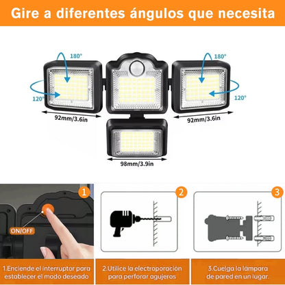 Lámpara Solar LED 192 en Jardín - Iluminación Inteligente y Resistente al Agua