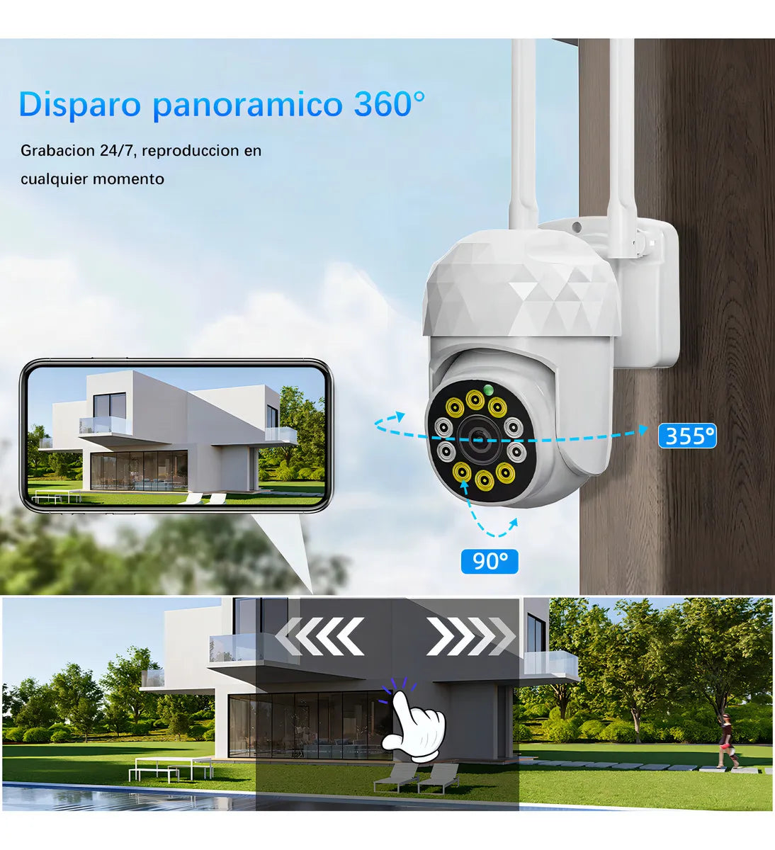 Camara WiFi V380 Pro - Visión 360° con Detección de Movimiento, Resistente al Agua - Metacompras