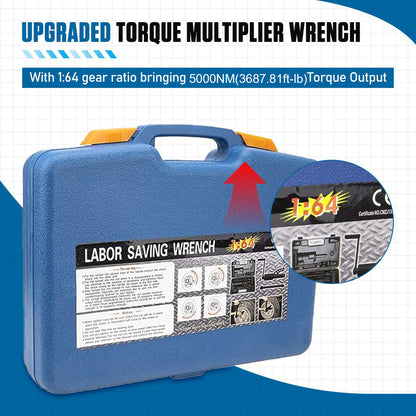 Llave Multiplicadora de Torque 5000 N/M para Vehículos Pesados - Incluye 9 Dados y Accesorios