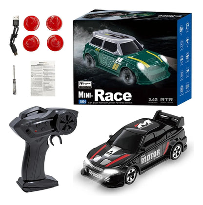 Mini Auto RC Drift 1:64 4WD con Luz LED - Diversión Compacta y Ágil