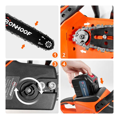 Motosierra Eléctrica 16 Pulgadas Recargable con Motor Sin Escobillas y Seguridad Avanzada