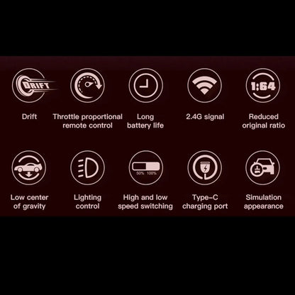 Mini Auto RC Drift 1:64 4WD con Luz LED - Diversión Compacta y Ágil