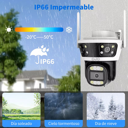 Cámara de Seguridad 360° con Triple Lente y Detección AI - Vigilancia Avanzada